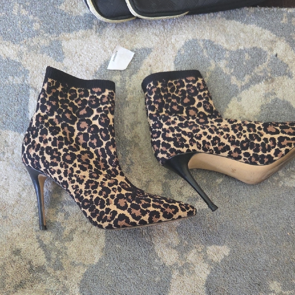 Leopard Print Stiletto Ankle Boots